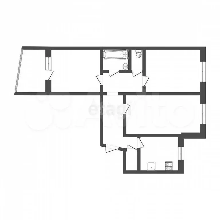 3-к. квартира, 63,5 м, 5/9 эт. - Фото 0