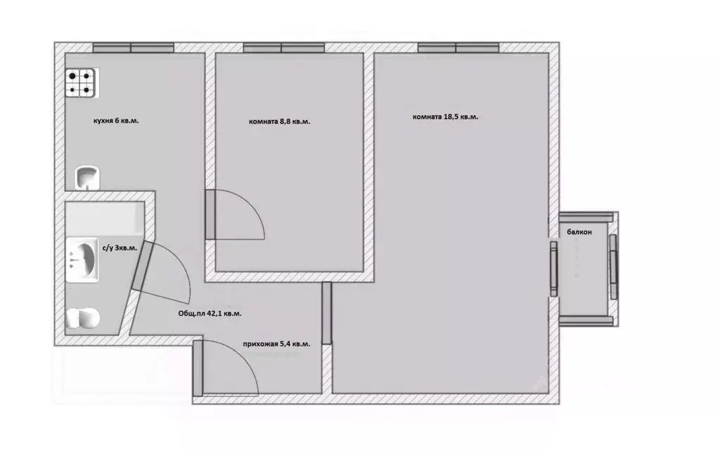2-к кв. Ленинградская область, Выборгский район, пос. Первомайское ул. ... - Фото 2