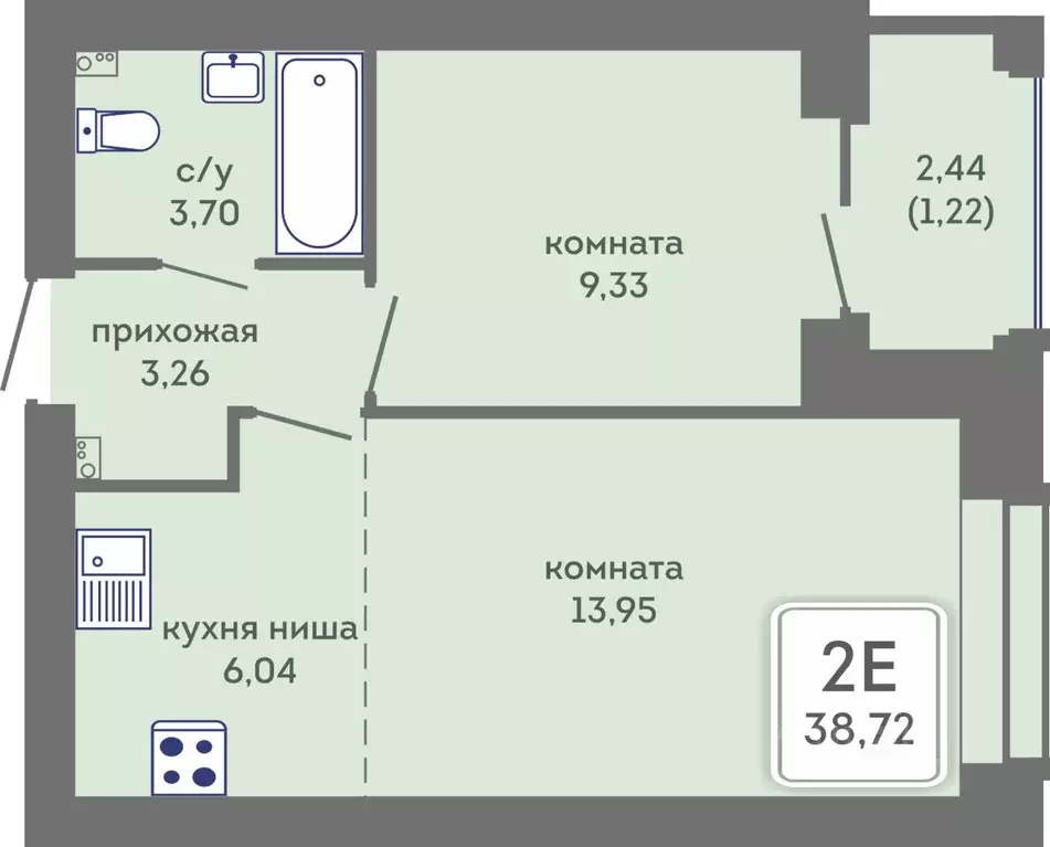 2-к кв. Пермский край, Пермь Кировоградская ул., 28 (38.72 м) - Фото 1