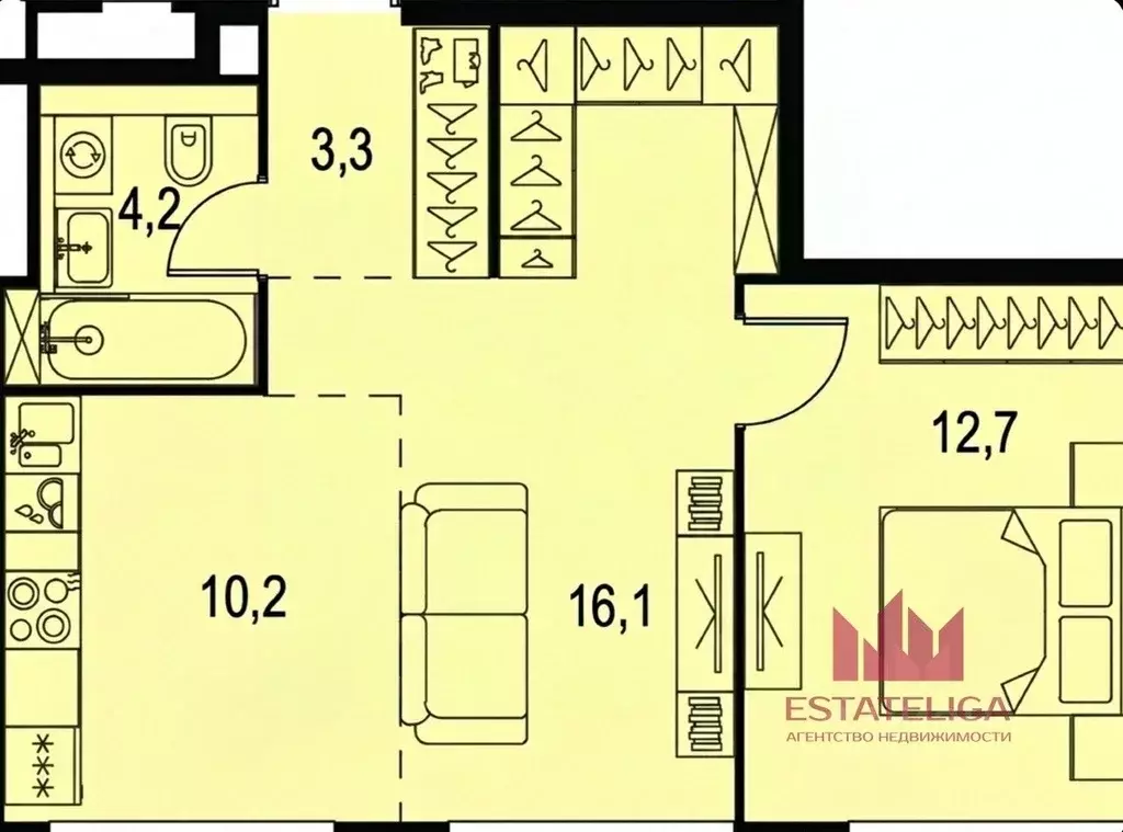 2-к кв. Москва Южнопортовая ул., 26к2 (46.6 м) - Фото 2