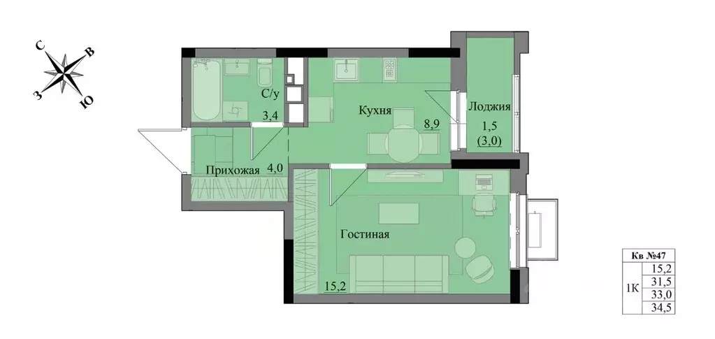 1-к кв. Удмуртия, Ижевск Краски Леса жилой комплекс (33.0 м) - Фото 0