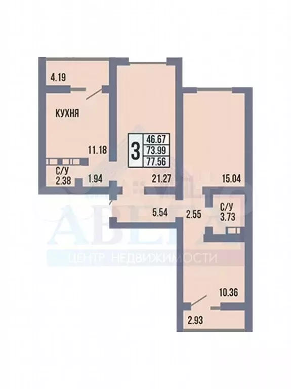 3-к. квартира, 77 м, 6/17 эт. - Фото 0