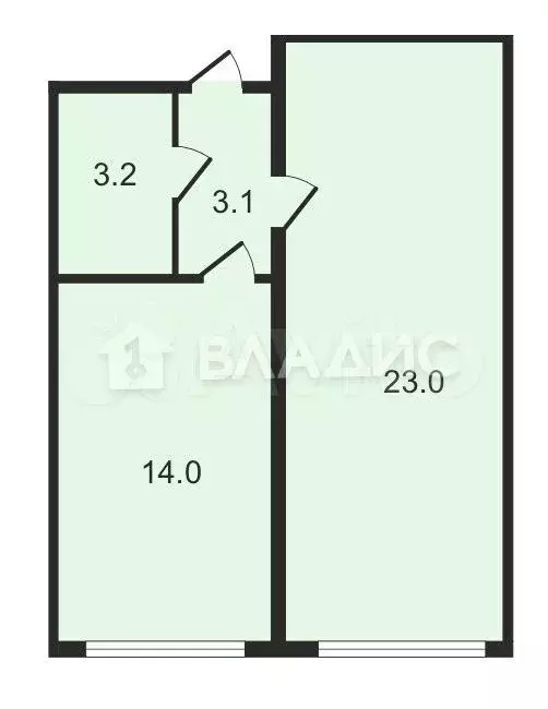 1-к. квартира, 42,9 м, 6/9 эт. - Фото 0