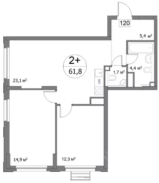 2-к кв. Нижегородская область, Нижний Новгород ул. Сергея Акимова, 50 ... - Фото 2