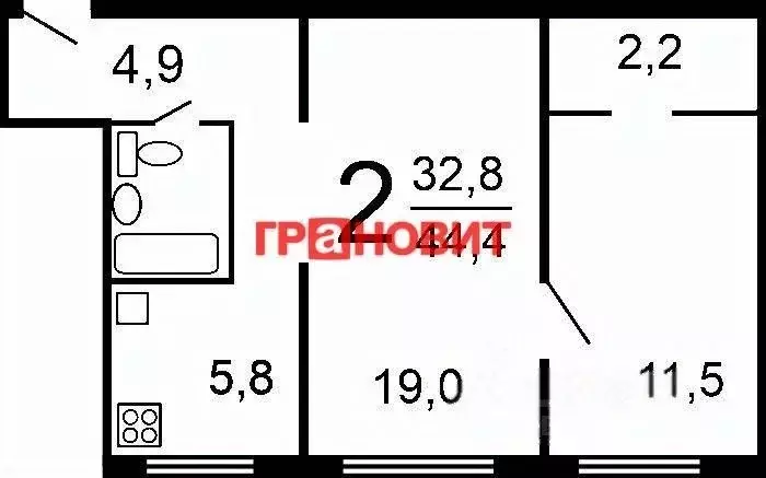 2-к кв. Новосибирская область, Новосибирск ул. Кропоткина, 117 (44.4 ... - Фото 1