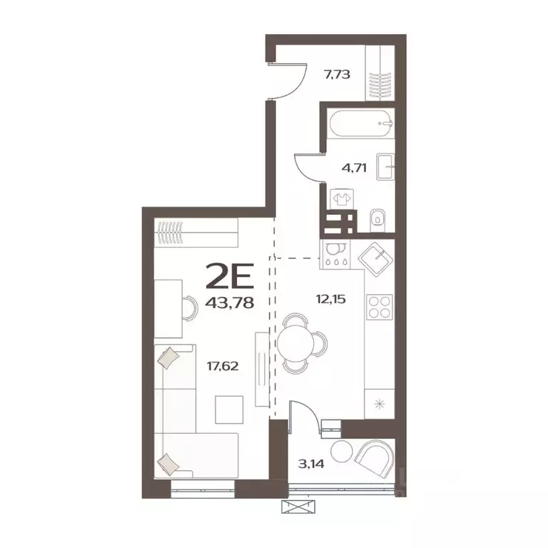 1-к кв. Приморский край, Владивосток ул. Слуцкого, 5А (43.78 м) - Фото 1