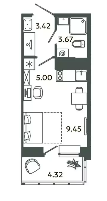 Квартира-студия: городской посёлок Новоселье, Аннинская улица, 4 ... - Фото 1