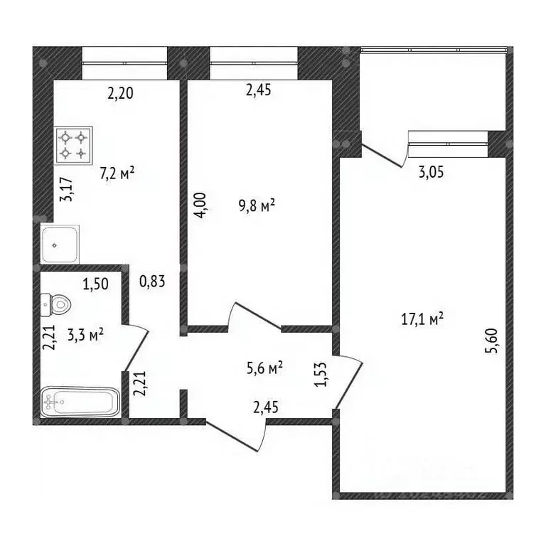 2-к кв. Башкортостан, Уфа ул. Шафиева, 41 (43.0 м) - Фото 2