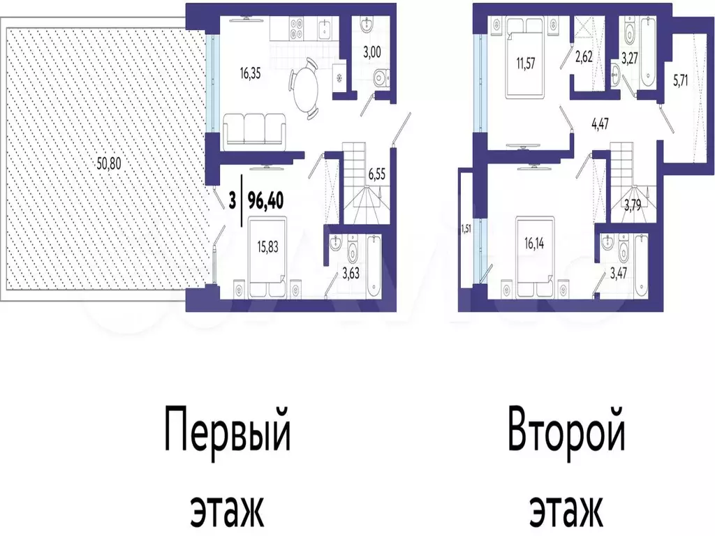 3-к. квартира, 96,4 м, 1/10 эт. - Фото 1