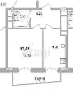 2-к кв. Татарстан, Казань ул. Дубравная, 26 (37.5 м) - Фото 2