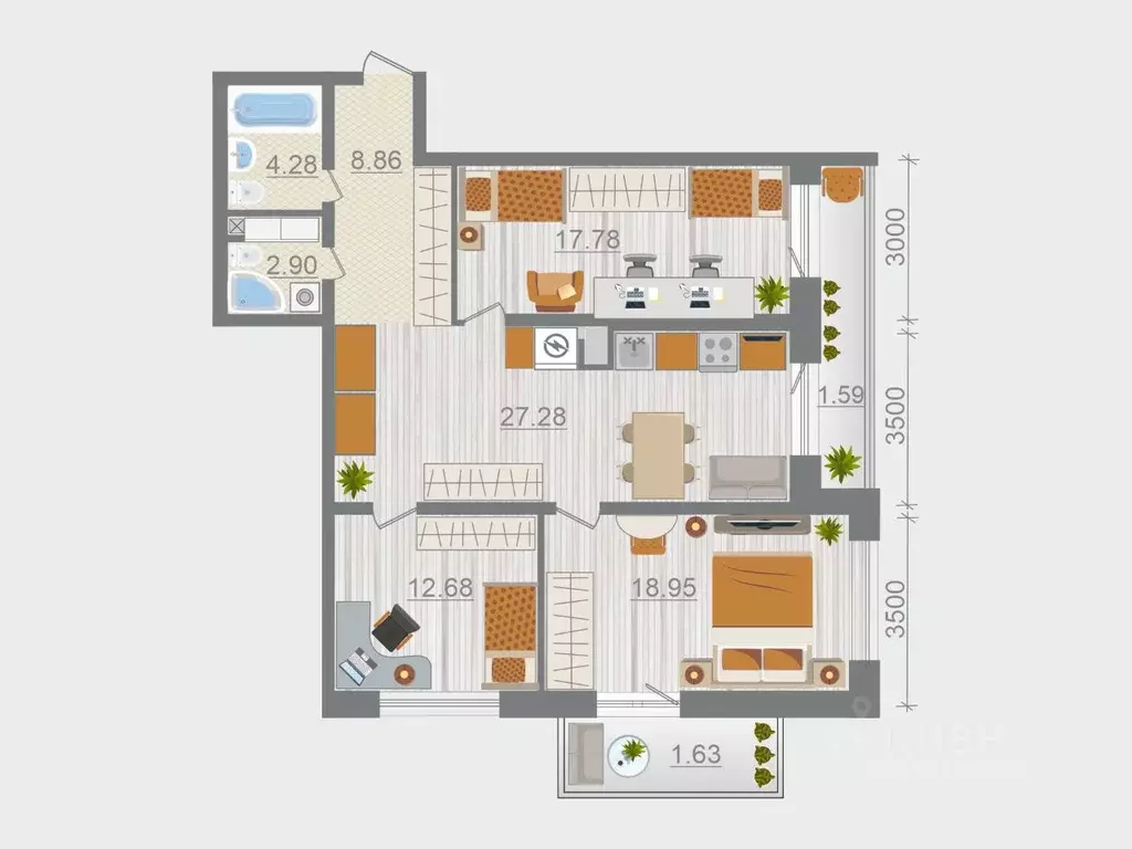 3-к кв. Ленинградская область, Ломоносовский район, Горбунковское ... - Фото 1