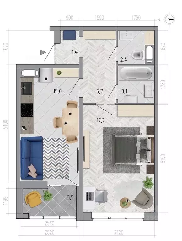 1-к кв. Воронежская область, Воронеж Боровое мкр, Микрорайон Боровое ... - Фото 1