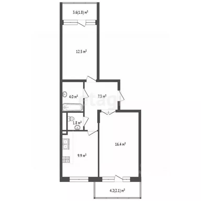 2-к кв. Крым, Симферопольский район, с. Мирное, Жигулина Роща мкр  ... - Фото 2