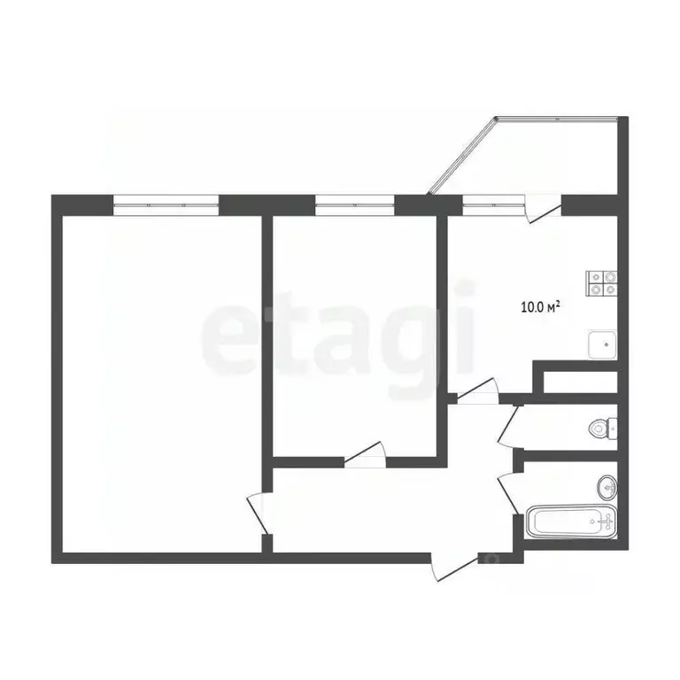 2-к кв. Тюменская область, Тюмень ул. Андрея Бушуева, 4к1 (51.0 м) - Фото 2