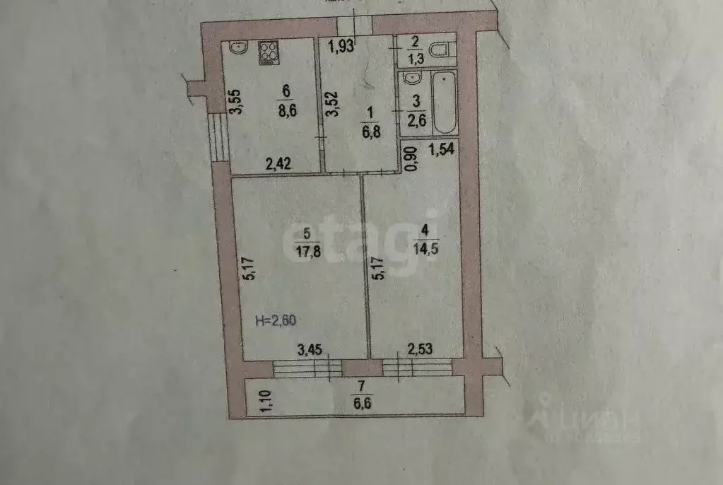 2-к кв. Ростовская область, Ростов-на-Дону Таганрогская ул., 126 (52.0 ... - Фото 0