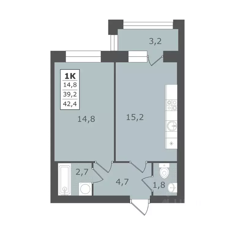 1-к кв. Ставропольский край, Ессентуки  (42.4 м) - Фото 1