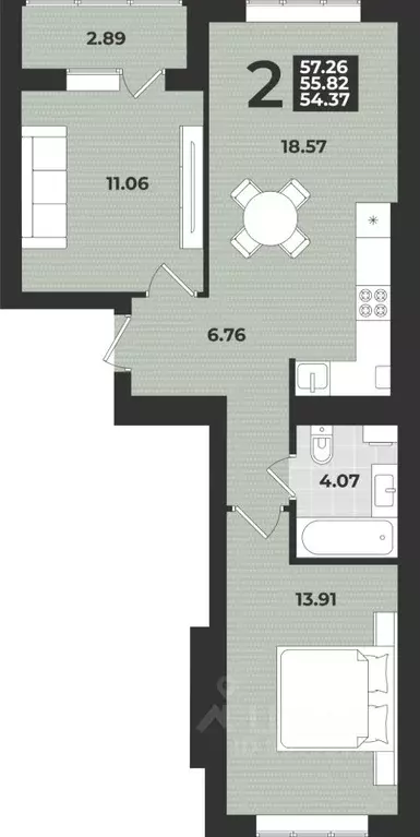 2-к кв. Калининградская область, Калининград ул. Героя России ... - Фото 1
