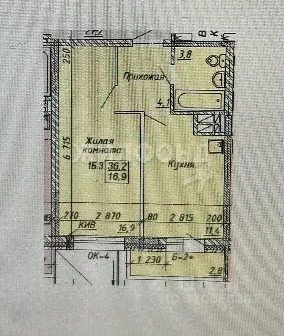 2-к кв. Новосибирская область, Бердск ул. Ленина, 114 (36.2 м) - Фото 0