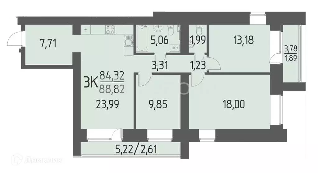 Продаётся 3-к квартира, 88.82 м - Фото 0