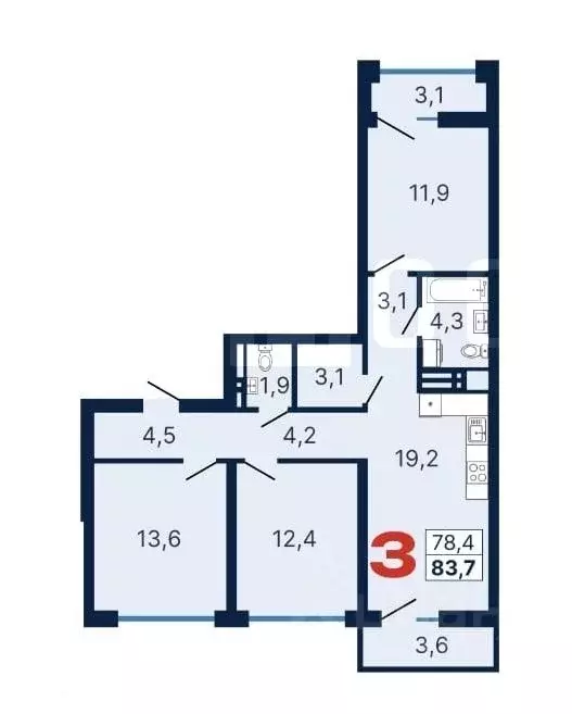 3-к кв. Свердловская область, Екатеринбург ул. Шаумяна, 30 (83.0 м) - Фото 0