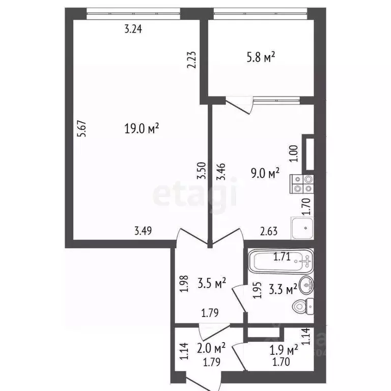 1-к кв. Севастополь просп. Генерала Острякова, 156 (38.4 м) - Фото 2