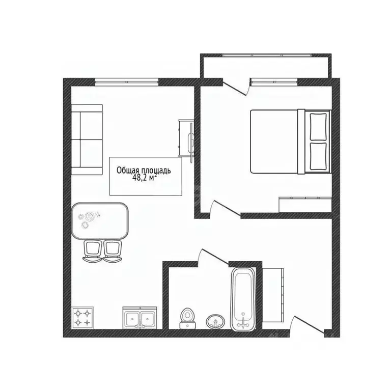 2-к кв. Брянская область, Выгоничи рп ул. Жукова, 5 (48.2 м) - Фото 2