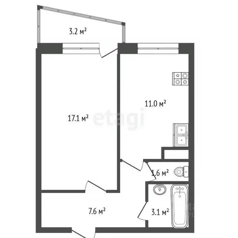 1-к кв. Ленинградская область, Всеволожский район, Заневское городское ... - Фото 2