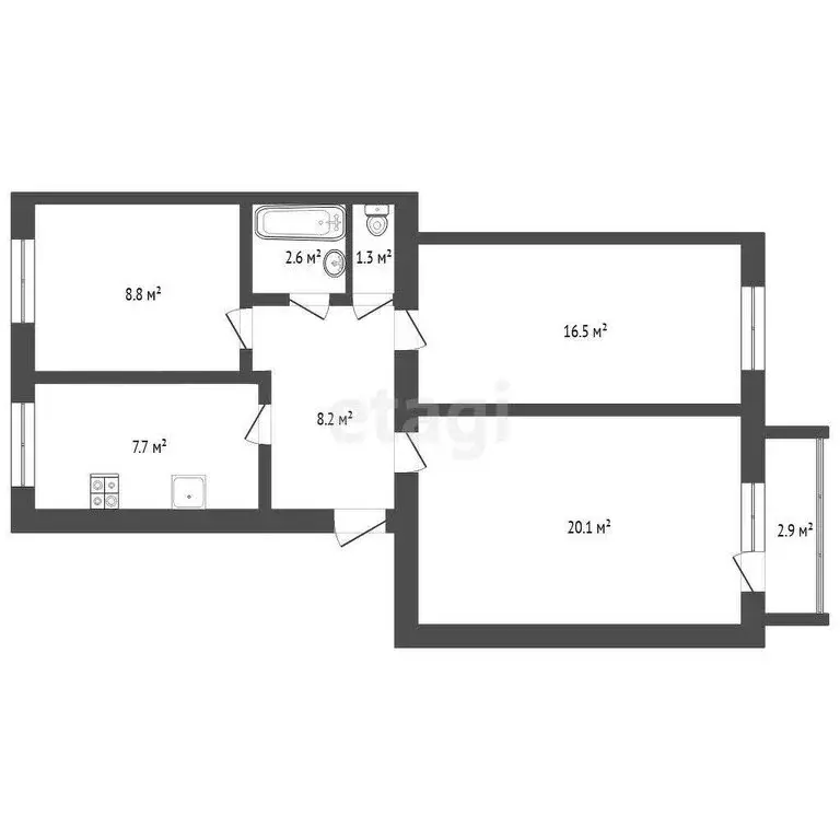 3-комнатная квартира: Боровский, улица Мира, 15 (65 м) - Фото 0