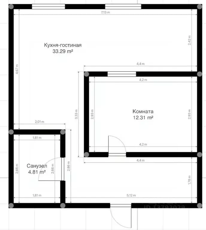 1-к кв. Кабардино-Балкария, Нальчик ул. Тарчокова, 35 (50.3 м) - Фото 1