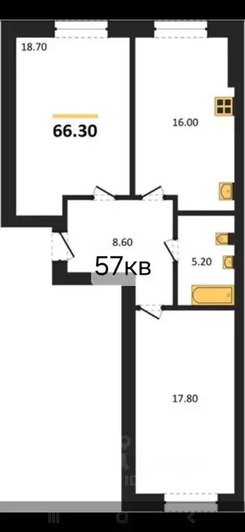 2-к кв. Калининградская область, Калининград Красносельская ул., 31А ... - Фото 1
