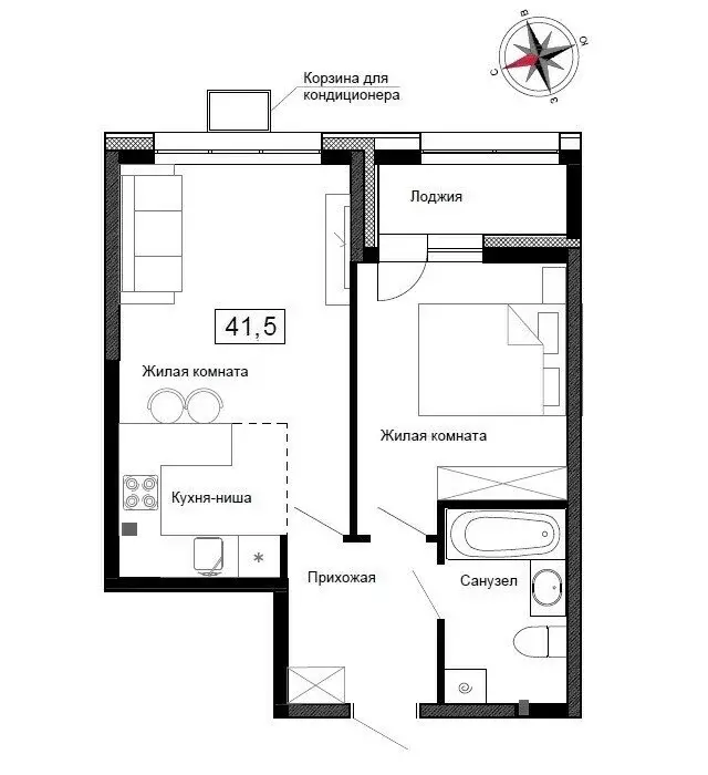Квартира-студия: Новый, улица Ленина, 6с2 (41.5 м) - Фото 1