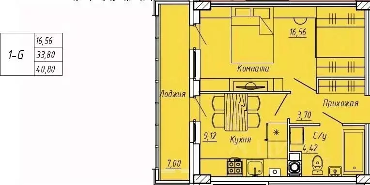 1-к кв. Ивановская область, Иваново Апрельская ул., 95 (40.8 м) - Фото 0