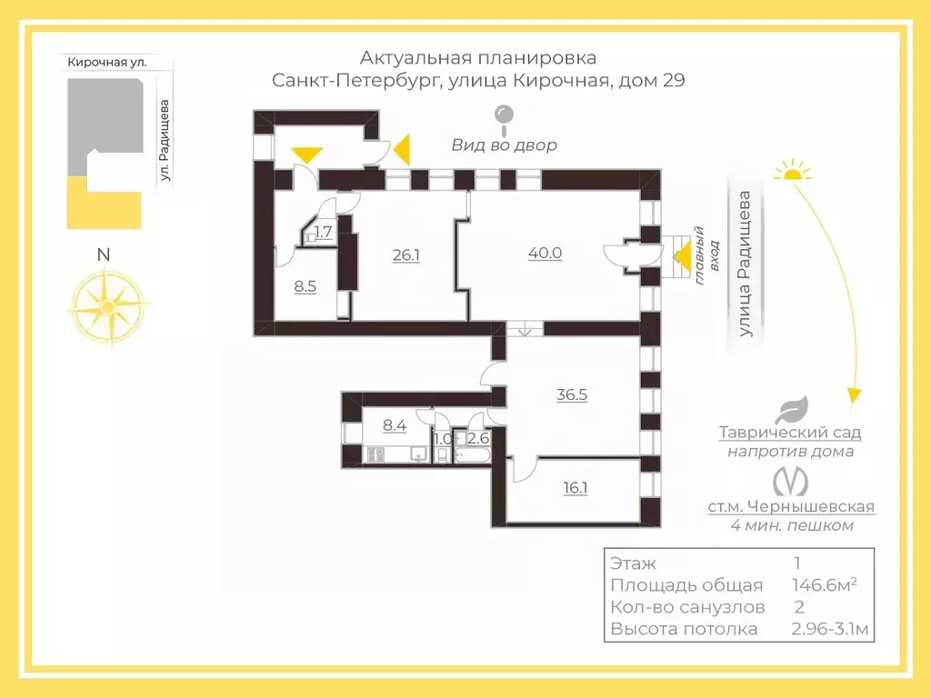 Торговая площадь в Санкт-Петербург ул. Радищева, 46 (147 м) - Фото 1