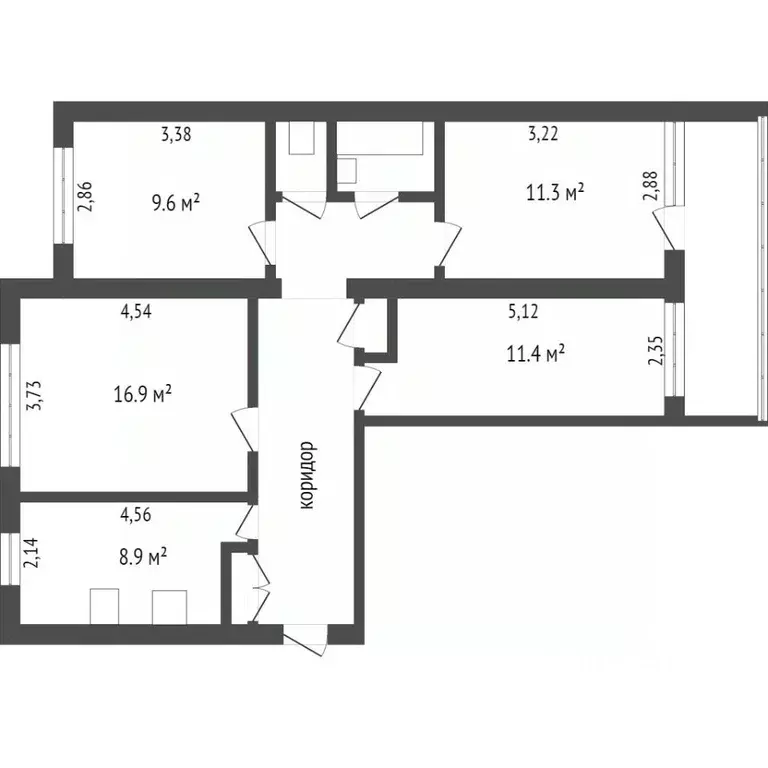4-к кв. Калужская область, Калуга ул. Генерала Попова, 8 (76.5 м) - Фото 2