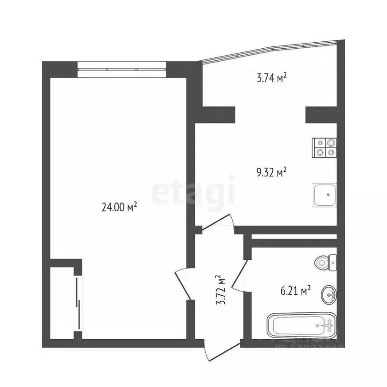 1-к кв. Тюменская область, Тюмень Кремлевская ул., 112к2 (43.4 м) - Фото 0