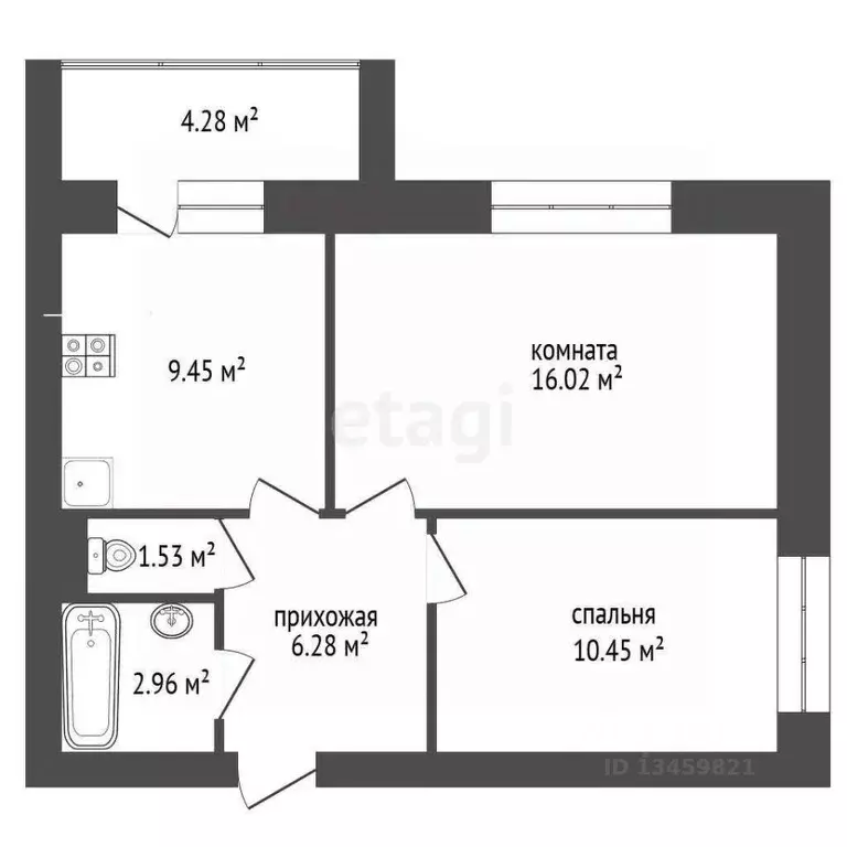 2-к кв. Марий Эл, Йошкар-Ола пер. Лени Голикова, 9 (50.97 м) - Фото 2