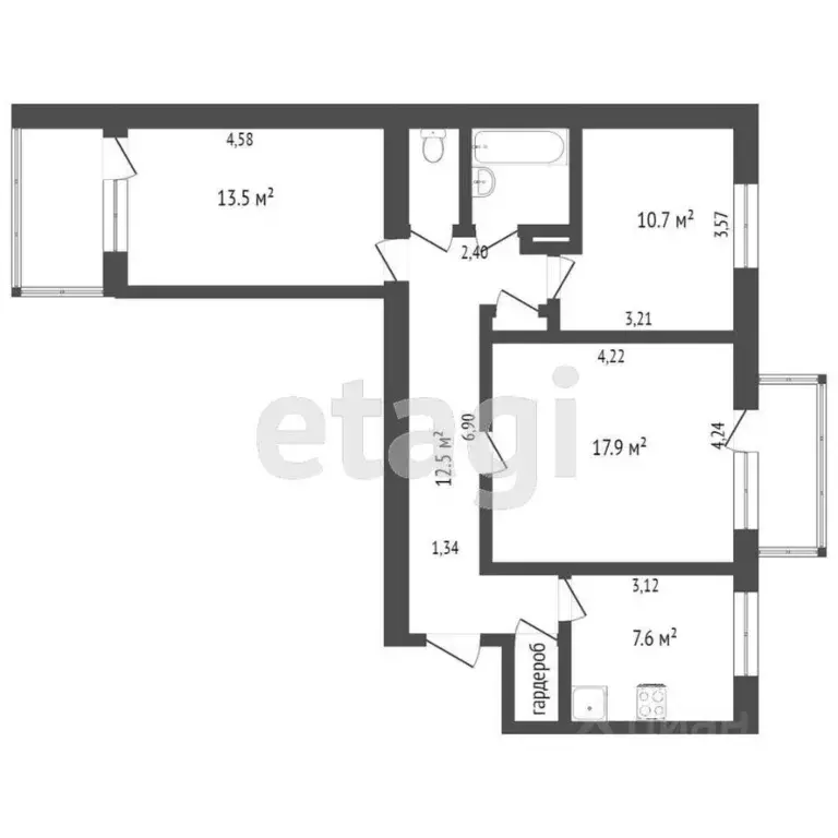 3-к кв. Крым, Симферополь ул. Ракетная (71.6 м) - Фото 1
