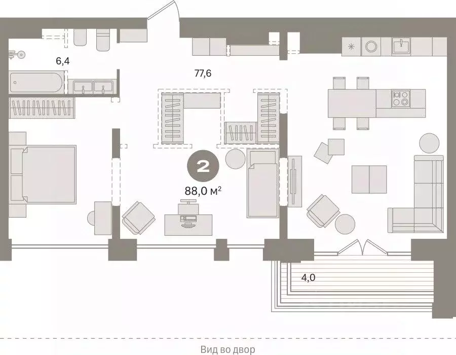2-к кв. Ханты-Мансийский АО, Сургут Пролетарский просп., с9 (88.03 м) - Фото 1