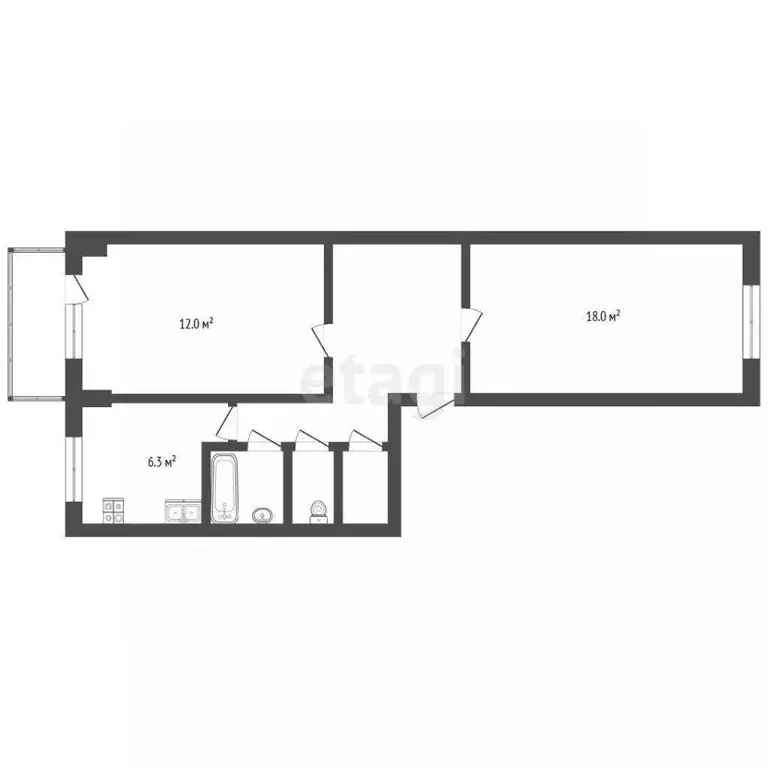 2-к кв. Архангельская область, Архангельск ул. Победы, 114 (46.6 м) - Фото 1