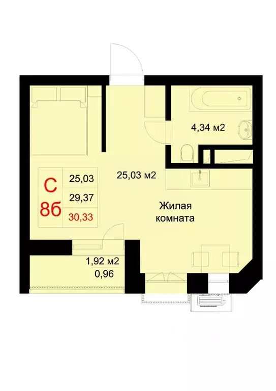 Студия Татарстан, Казань ул. Рауиса Гареева, 78Б (30.33 м) - Фото 0