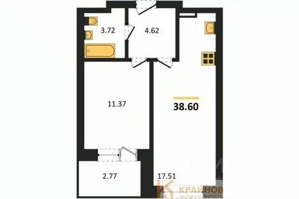 1-к кв. Воронежская область, Воронеж Транспортная ул., 58 (38.6 м) - Фото 0