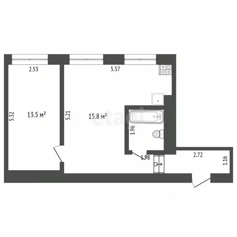 2-к кв. Кемеровская область, Новокузнецк Трестовский пер., 1 (42.0 м) - Фото 2