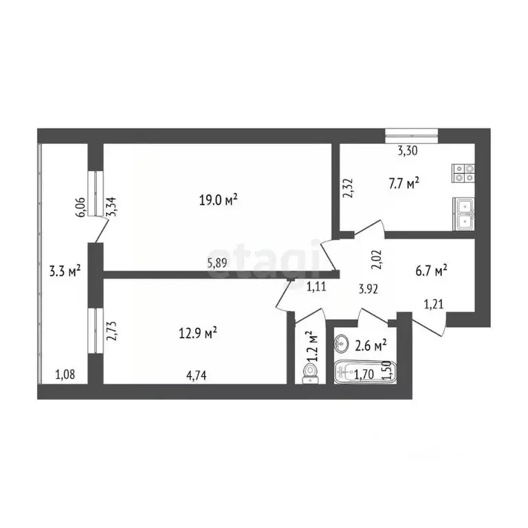 2-к кв. Башкортостан, Стерлитамак ул. Менделеева, 4 (51.0 м) - Фото 1