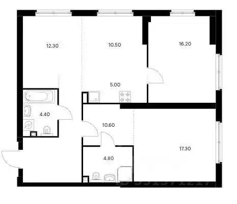 3-к кв. Москва ул. Руставели, 16к1 (86.9 м) - Фото 2