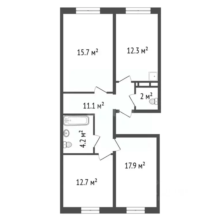 3-к кв. Красноярский край, Красноярск ул. Александра Матросова, 36 ... - Фото 2