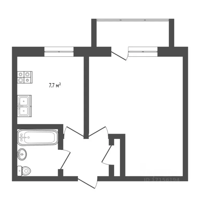 1-к кв. Тюменская область, Тюмень Шаимский проезд, 4 (33.2 м) - Фото 2