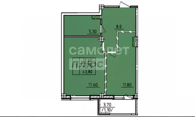 1-комнатная квартира: Омск, Волгоградская улица, 48 (43.8 м) - Фото 2