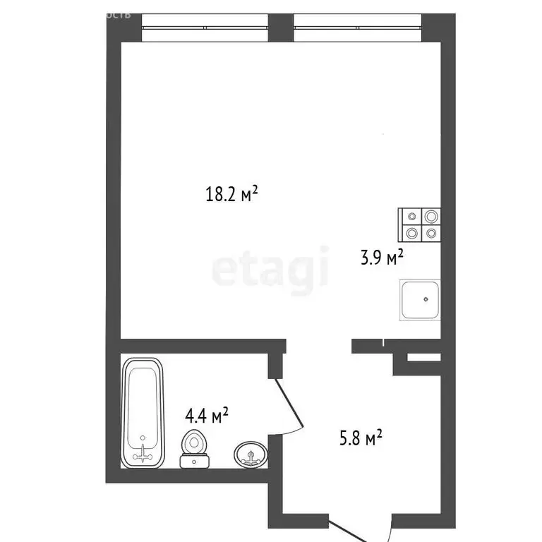 Квартира-студия: Тюмень, улица Эльвиры Федоровой, 1к1 (32.1 м) - Фото 1