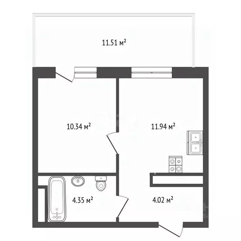 1-к кв. Тюменская область, Тюмень ул. Александра Звягина, 12 (30.0 м) - Фото 2