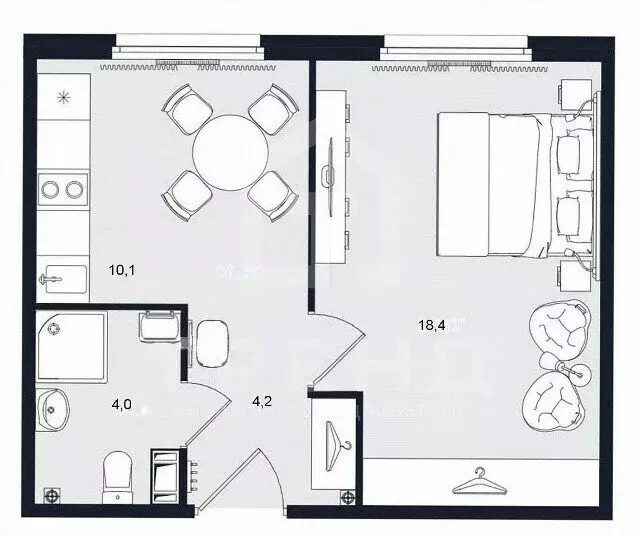 1-комнатная квартира: Санкт-Петербург, Витебский проспект, 99к1 (36.7 ... - Фото 1